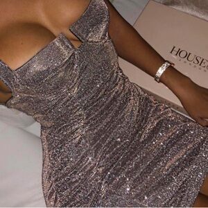 House of CB Glittering Silver Mini Dress